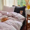 A cama é muito quente! Conjunto de cama de quatro peças em veludo de leite para outono e inverno, espesso e quente, conjunto de três peças de flanela de coral dupla face para dormitório