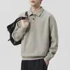 Moletom Minimalista de Luxo Pesado com Gola Polo e Tricô Floral Estilo Dinastia Antiga de Anyang para Homens, Nova Roupa de Outono 2026 Manga Longa