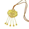 Bolsa Pingente Cadeado de Borla Dragão e Fênix Discípulo de Tianzi com Design Vazado Esculpido, Cobre Banhado a Ouro, Colar Estilo Tendência Nacional, Versátil