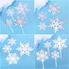Bandera de pastel de copo de nieve acrílico Tarjeta acrílica para pastel de Navidad Enchufe de decoración de mesa de postre Diseño de escena