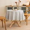 Toalha de mesa xadrez de imitação de algodão e linho vintage atacado toalha de mesa lisa com borlas estilo ins toalha de mesa de renda literária toalha de mesa de centro