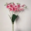 Orquídea Phalaenopsis Artificial de 5 Ramas para Exhibición en Sala de Estar, Orquídea Falsa en Maceta con Textura de PU, Flor Decorativa para el Hogar