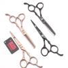 Crammaker bambu punho tesoura corte de cabelo preto 5,5/6 polegadas ouro rosa tesoura plana tesoura de cabelo profissional franja