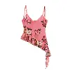 Atacado de Vestuário Feminino Pronto de Fábrica para Exportação Nova Moda Primavera e Verão 2025 Top de Alça Estampado Sexy + Saia