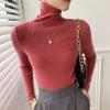 Suéter de cuello alto camisa básica para mujer otoño fino verde aguacate tejido cuello alto ajuste ceñido top interior ajustado
