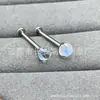 Pendiente de garra de titanio F136 de tres puntas con bola redonda de piedra lunar, joyería para perforación corporal de aleación de titanio G23, piercing de lengua, piercing de hueso de oreja