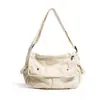 Yuezi 2026 Verão Nova Moda Retro Bolsa de Lona Masculina e Feminina Bolsa de Mão Casual para Trabalho Bolsa para Aula de Estudante
