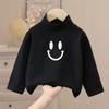 Camiseta de Manga Larga Estampada con Carita Sonriente para Combinar con Todo Otoño e Invierno Nuevo Estilo para Niños y Niñas Grande y Grande Camiseta de Terciopelo Infantil