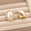 Presilhas de Orelha Vermelhas Ankela Sem Furo para Mulheres, Brincos de Pérola Estilo Hepburn Oval Vintage, Acessórios de Orelha Clássicos, Atacado Transfronteiriço