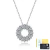 Collar de Plata de Ley S925 con Moissanita, Diseño de Círculo Hueco con Escalera, Estilo Nuevo Europeo y Americano, Sensación de Lujo Ligero y Gama Alta, Cadena para Clavícula