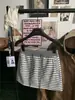 Saia Listrada de Cordão Estilo Retro Hot Girl de Cintura Alta para Mulheres, Saia Versátil de Verão Linha A, Saia Curta Justa ao Corpo