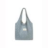Bolsa de Lona Denim con Lazo Estilo Coreano Nueva Gran Capacidad Bordada Viajera Estudiante Clase Hombro Tote