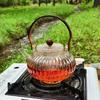 Tetera de Vidrio de Borosilicato Alto con Mango de Madera de Bambú Tetera de Vidrio para Té Estufa de Té con Velas Tetera Doméstica de Gran Capacidad con Mango