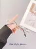 Gafas Metálicas Pequeñas de Medio Marco Ovaladas Estilo Ojo de Gato Nerd Lisas para Mujeres Coreanas para Decorar y Tomar Fotos con Grado de Miopía para Hacerlas Más Delgadas