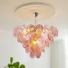 Candelabro de Cristal de Colores Estilo Francés Murano Jardín de Monet Lámpara Artística Creativa para Dormitorio Principal Lámpara de Hierro de Diseño para Comedor