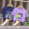 Camiseta de manga larga de algodón puro para niños, estilo primavera y otoño, nueva ropa para niños 2026, camiseta interior de imitación de dos piezas para bebés y niños mayores