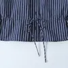 Ins ropa de mujer al por mayor estilo europeo y americano transfronterizo otoño 2026 nueva camisa versátil de rayas con cuello mao 3293158