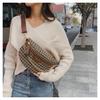 Bolsa de cintura/peito de lona de grande capacidade para mulheres, cor contrastante, nicho moderno, estampa pied-de-poule/leopardo, estande para coleta de dinheiro, tiracolo/mensageiro
