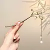 Pasador de Borlas para Mujer, Accesorio para el Cabello Estilo Antiguo Hanfu, Nuevo Adorno para el Cabello Estilo Chino, Pasador para Moño Diario, Pinza para el Cabello Simple para el Trabajo