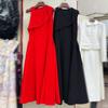 Nanyou Estilo Celebridade Vietnamita Europeu e Americano Vestido de Noiva Vermelho de Alta Qualidade Cintura Franzida Sem Mangas Saia Grande Saia Longa