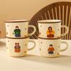 Taza de agua para padres e hijos, taza de agua potable para el hogar, una taza creativa para cuatro familias, taza de cerámica para niños especiales, nicho simple