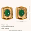 Venta Caliente Transfronteriza Europea y Americana Retro Francés Acero Inoxidable Chapado en Oro de 18K Piedra Natural Hexagonal Escudo Aretes de Tachuela