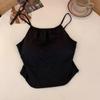 Verão Seda Gelo Spicy Girl Cropped Decote Halter Franzido Puro Desejo Regata com Bojo Integrado Trendy 2025 Estilo Quente