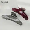 Wjia Clipe de Tubarão Acrílico Padrão Pedra Retrô Francês Meio Rabo Presilha para Parte de Trás da Cabeça Presilha de Cabelo Preguiçosa Elegante Pegador de Cabelo Feminino