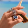 Anillo Exagerado de Corazón de Esmalte Colorido Estilo Minimalista Ins de Cubo de Azúcar para Mujer Acero de Titanio Chapado en Oro Real de 18K Joyería que No se Desvanece