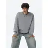 Camiseta base gris, playera, ajuste, capa interior resistente, sudadera de manga larga para hombre, otoño, estilo americano, marca de moda, corte holgado