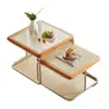 Mesa de Centro de Segunda Mano para Sala de Estar, Juego de Mesas de Té para Apartamento Pequeño, Estilo Ins Moderno Tendencia Lujo Ligero Ratán Simple Acero Inoxidable