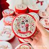 Buena lata de regalo tambor redondo relieve tridimensional caja de dulces boda conejo rojo caja vacía regalo de mano caja de dulces