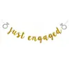 Banner Transfronterizo para Fiesta de Compromiso Justengaged Decoración de Boda Letras Brillantes Anillo de Diamante Banner