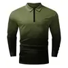 2023 Novo Outono Exportação Transfronteiriça Masculina Camisa Polo Casual com Zíper Manga Longa Cor Lisa Estampa 3D Camisa Paul