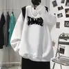 Suéter con Letras de Humo de Marca de Moda para Hombre Primavera y Otoño Delgado Cuello Redondo Camiseta Base Holgada de Moda Tallas Grandes Casual Chaqueta Versátil