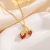 Colar Cruzado Colar de Frutas Cereja Acessórios para Mulheres Simples Versátil Verão Fresco Moda Corrente da Clavícula Acessórios para Mulheres