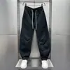 Calças casuais masculinas de verão, leves, respiráveis, cor sólida simples, calças de trabalho com perna curva, calças compridas folgadas de perna reta, perna larga