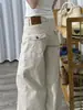 Calça pantalona damasco petite feminina cintura baixa jeans solta estilo BF preguiçoso reta casual