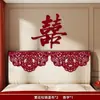 Decoración de Cubierta de Mesita de Noche para Habitación de Boda con Pegatinas de Carácter de Doble Felicidad, Pared de Fondo Hueca de Dragón y Fénix, Suministros de Juego de Decoración para Dormitorio de Boda y Guirnaldas