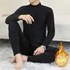 Traje de ropa interior térmica de terciopelo para hombre, año de nacimiento, otoño e invierno, color rojo vino, para mediana edad y ancianos, con forro polar, ropa de otoño, pantalones largos