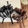 Pinza para el pelo de cinta de lazo a cuadros vintage para mujer, Pinza banana para coleta alta, Pinza de pinza de nuevo estilo Otoño e Invierno