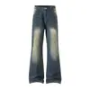 Pantalones de pierna ancha rectos ligeramente acampanados color negro ean, corte holgado retro estilo americano, jeans largos adelgazantes para hombre