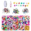 Conjunto colorido de contas de argila macia europeias e americanas para DIY, contas de frutas com furo reto mais vendidas na Amazon, acessórios de joias boêmias