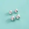 Accesorios de plata de ley S925, cuentas espaciadoras facetadas de plata lisa, pulsera de cristal estilo ins coreano, pulsera de perlas, cuentas sueltas texturizadas