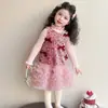 Vestido de Felpa sin Mangas con Lentejuelas para Niña Invierno 2026 Nuevo Estilo Ropa de Invierno Chic Estilo Coreano para Bebé Vestido Formal Falda de Año Nuevo