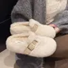Pantuflas peludas estilo Birkenstock de suela gruesa estilo coreano para mujer, nuevas pantuflas de algodón felpudo sin cordones de invierno 2026