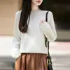 Outono Inverno 2026 Simples Gola Redonda Casual Quente Manga Longa Camada Base Top Suéter de Tricô Feminino Peça Única Sem Costura Top para Usar por Baixo