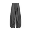 25047 Retro Americano Unisex Moderno Diseño Desestructurado con Pliegues Pantalón Casual para Hombre con Caída Ligeramente Curva