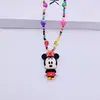 Collar con Colgante de Monstruo de Dibujos Animados de Conejito Rosa Arcoíris para Mujer, Cadena Clavícula de Cuentas Coloridas Hip-Hop de Moda para Mujer, Estilo Ins