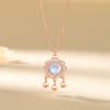 Collar con candado Ruyi de plata esterlina s925 con piedra lunar, seguro, TikTok, mismo estilo étnico, colgante con candado de larga duración, suministro en vivo